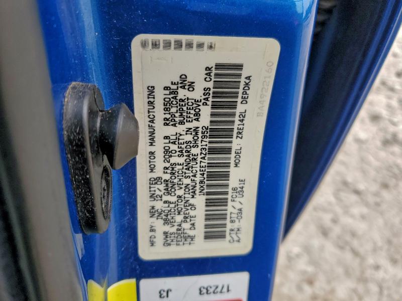 2010 TOYOTA COROLLA BA #3303726438