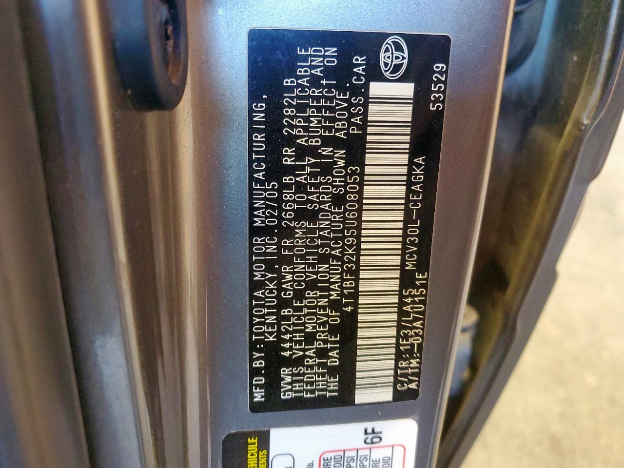 Lot #3284627324 2005 TOYOTA CAMRY LE