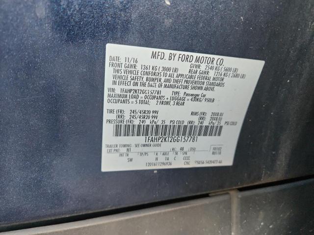 2016 FORD TAURUS SHO 1FAHP2KT2GG157781