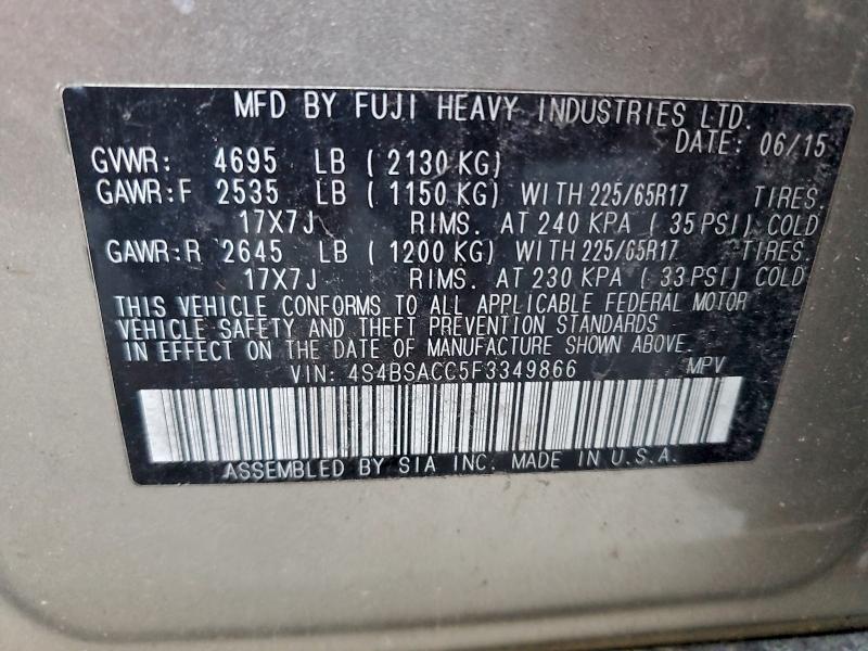 2015 SUBARU OUTBACK #3297003828