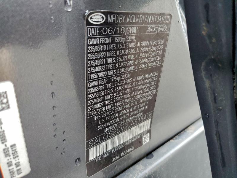 2018 LAND ROVER RANGE ROVE #3304673931