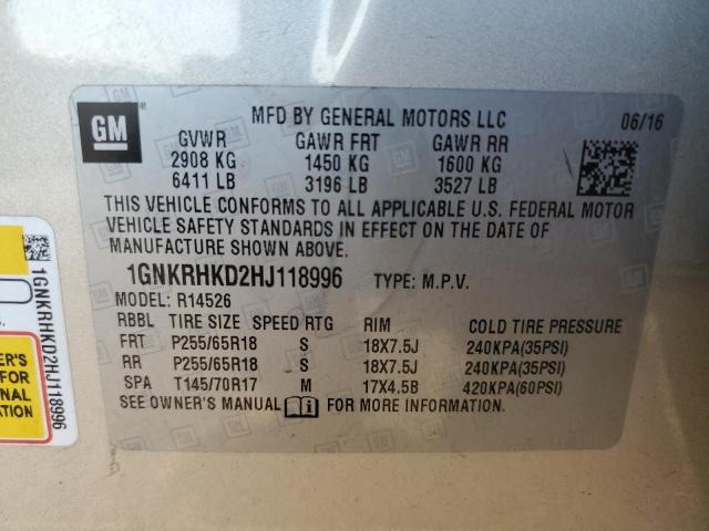 2017 CHEVROLET TRAVERSE L #3282524883