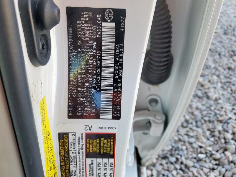 2012 TOYOTA AVALON BAS #3282553864