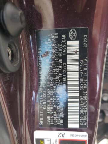 2011 TOYOTA AVALON BAS - 4T1BK3DB3BU412372