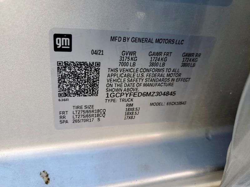 2021 CHEVROLET SILVERADO #3302933687