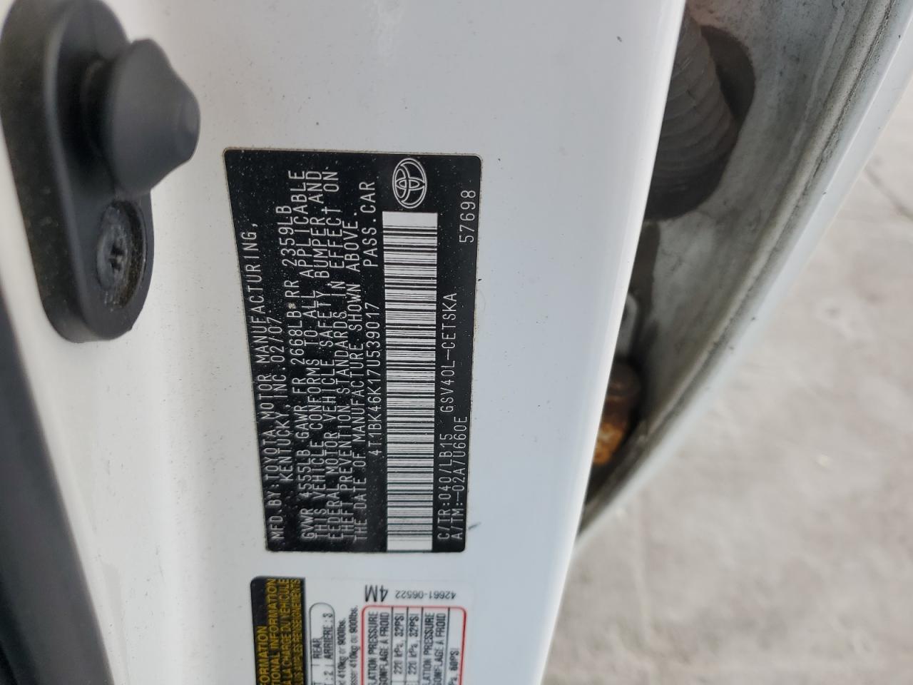 Lot #3315989083 2007 TOYOTA CAMRY