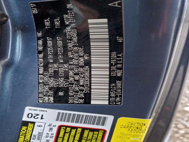 2017 TOYOTA SIENNA #3303574954