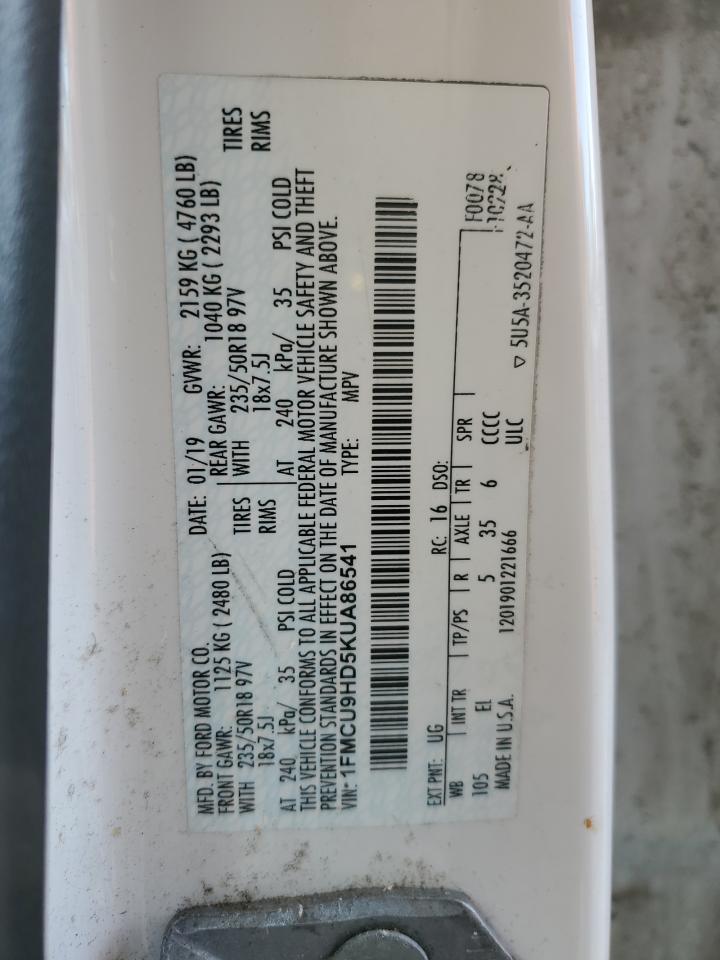 Lot #3304518471 2019 FORD ESCAPE SEL