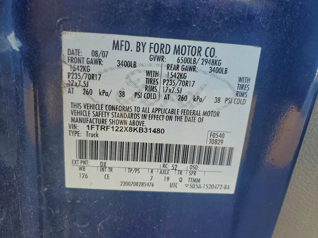 Lot #3296884820 2008 FORD F150