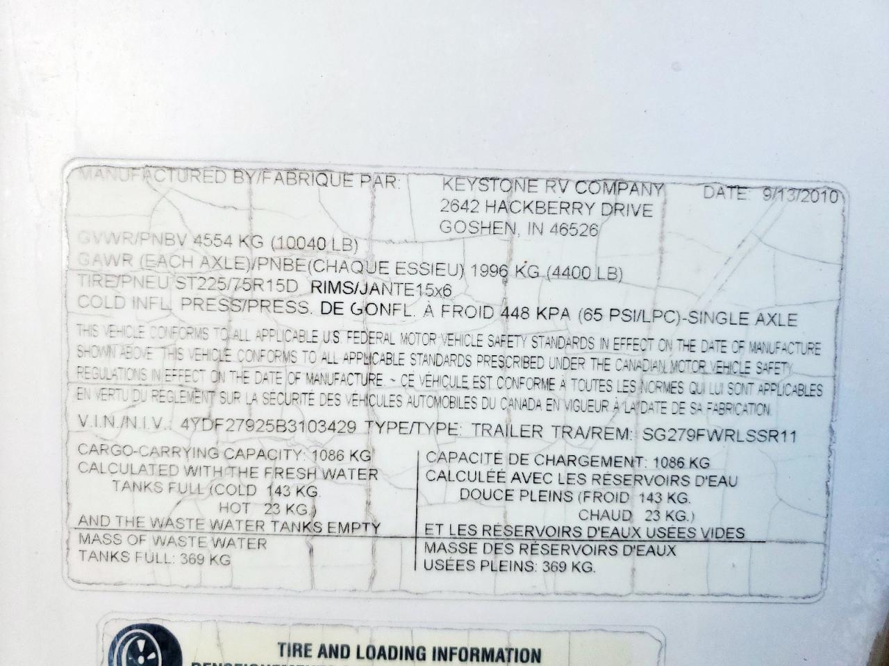 Lot #3293504413 2011 SPRINGDALE/ SPRINTER CAMPER