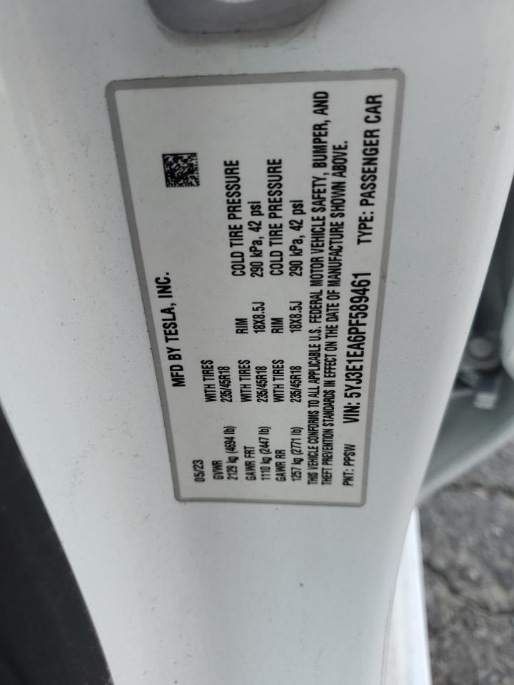 Lot #3301731337 2023 TESLA MODEL 3