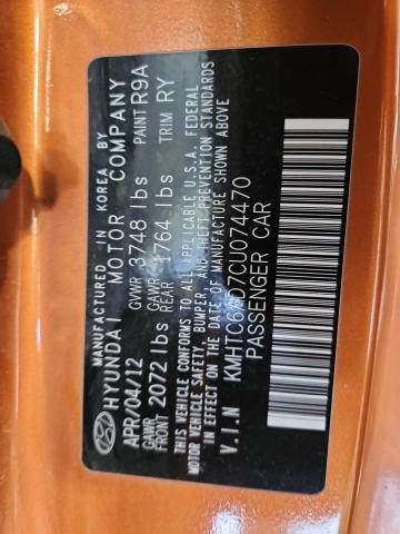 2012 HYUNDAI VELOSTER - KMHTC6AD7CU074470