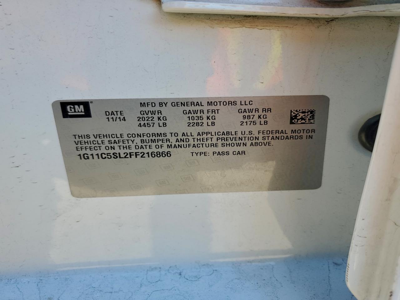 Lot #3311455240 2015 CHEVROLET MALIBU 1LT