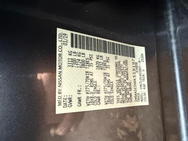 2019 NISSAN TITAN SV #3283770424