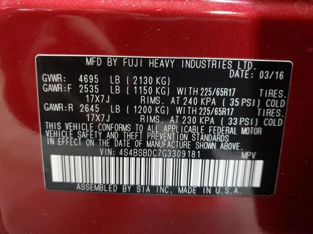 2016 SUBARU OUTBACK 2. #3281643427