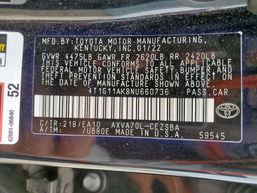 2022 TOYOTA CAMRY SE #3303922687