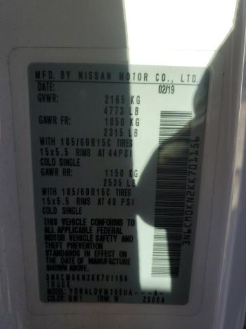 2019 NISSAN NV200 2.5S #3291334137