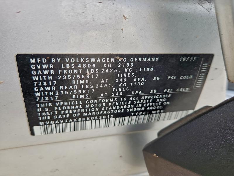 2017 VOLKSWAGEN TIGUAN S #3296129840