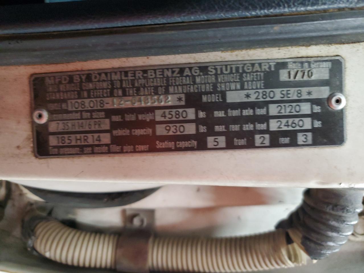 Lot #3282461598 1970 MERCEDES-BENZ 280SE