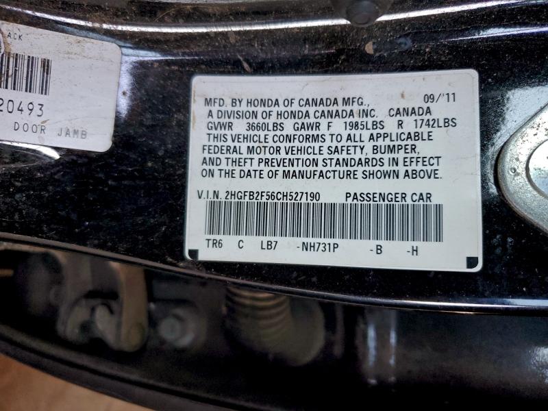 2012 HONDA CIVIC LX #3296907837