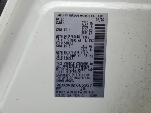 2016 NISSAN PATHFINDER - 5N1AR2MM2GC665957