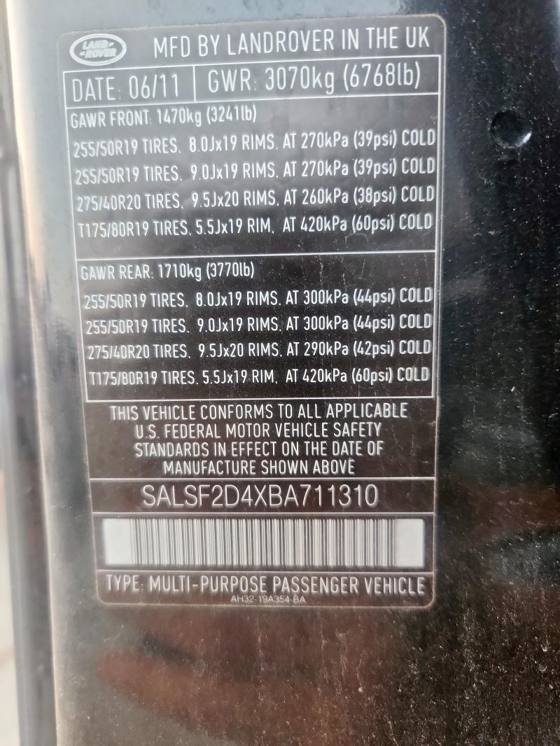 2011 LAND ROVER RANGE ROVE #3292290284