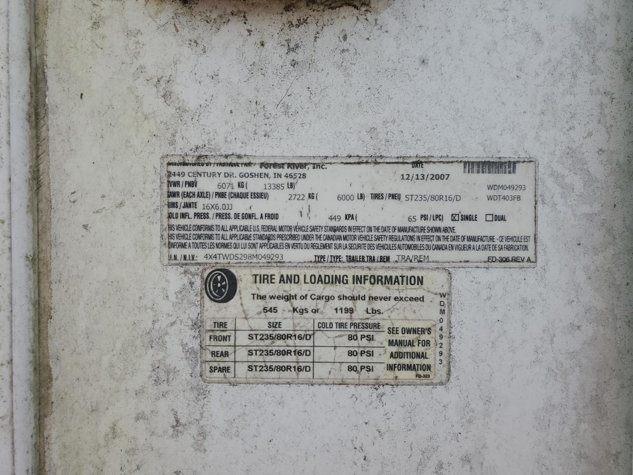 Lot #3287633032 2008 WILDWOOD WILDWOOD