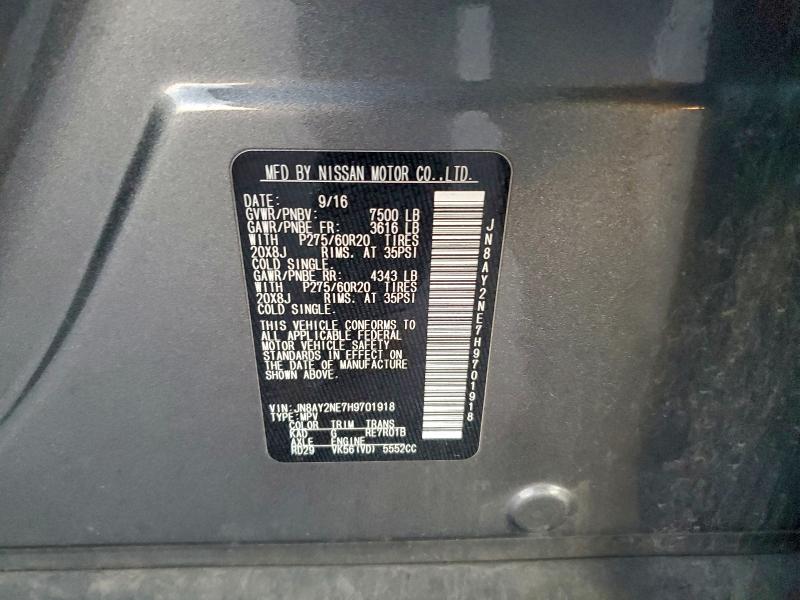 2017 NISSAN ARMADA PLA #3302825905