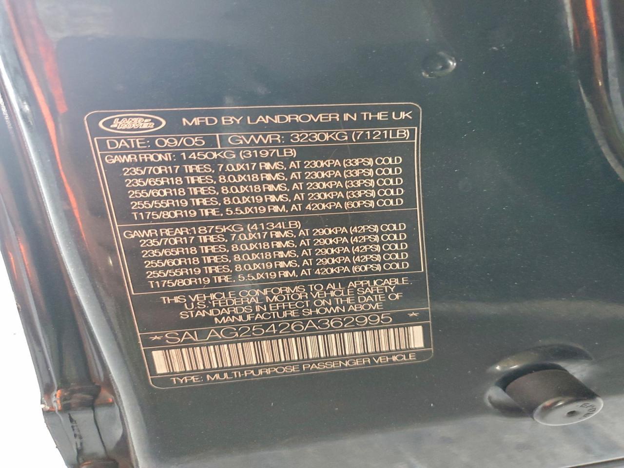 Lot #3315976101 2006 LAND ROVER LR3 HSE