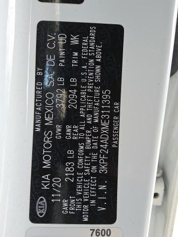 2021 KIA FORTE FE 3KPF24ADXME311395