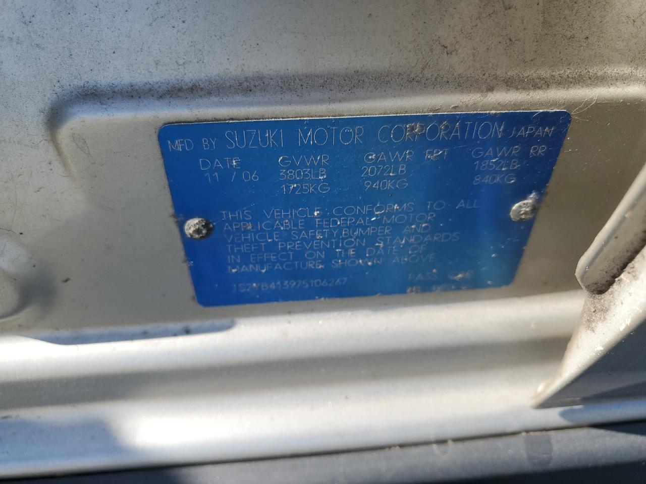 Lot #3281636416 2007 SUZUKI SX4