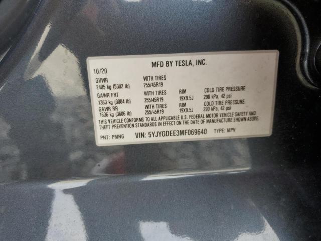 2021 TESLA MODEL Y - 5YJYGDEE3MF069640