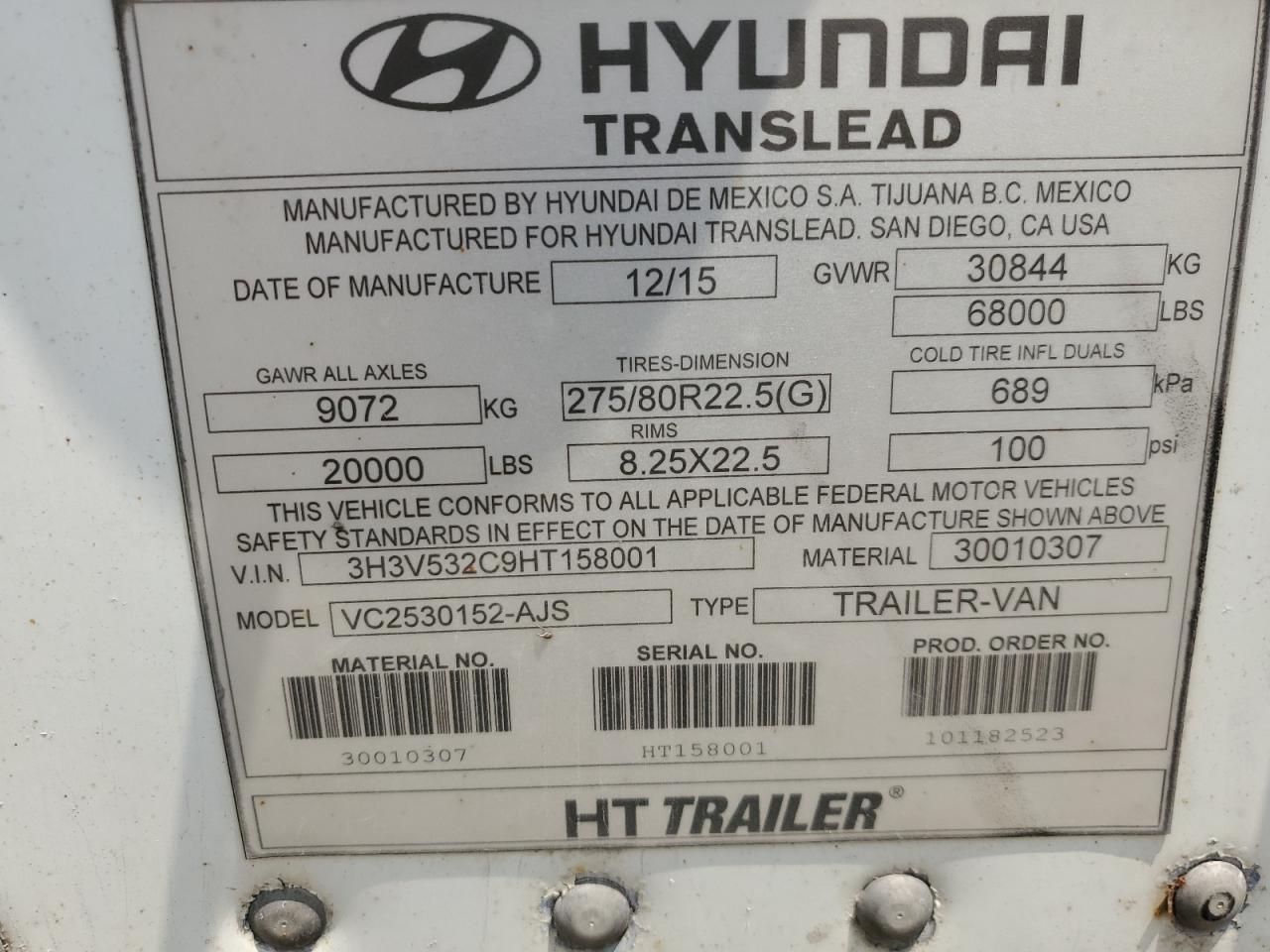 Lot #3292395290 2017 HYUNDAI TRAILER