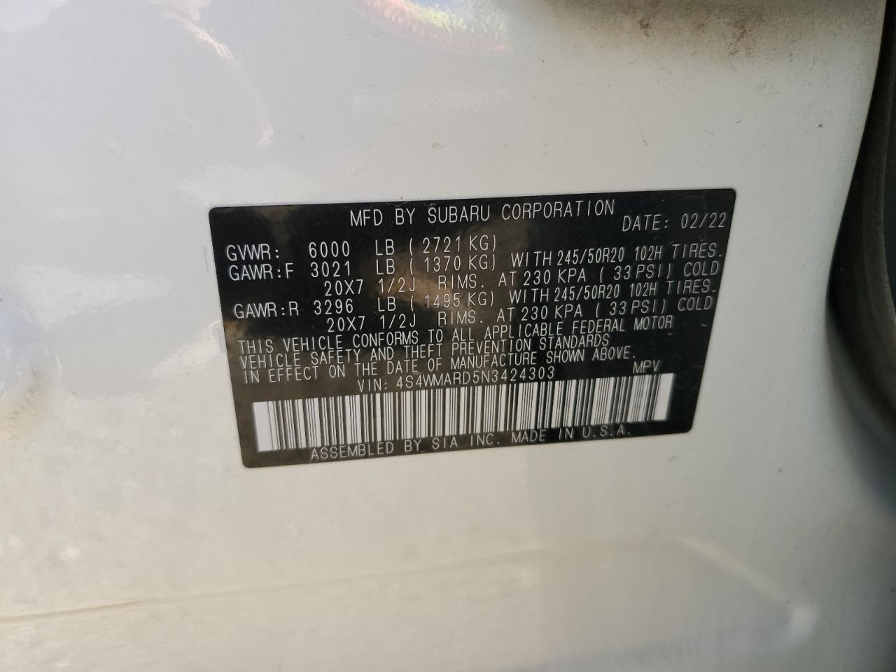 SUBARU ASCENT TOURING