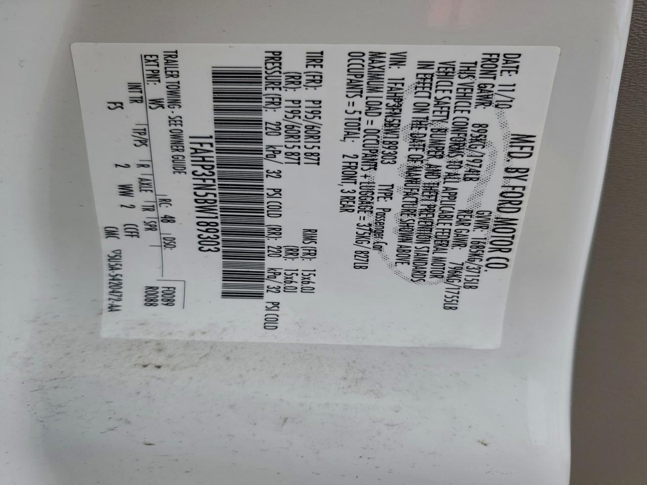 Lot #3302795953 2011 FORD FOCUS SE