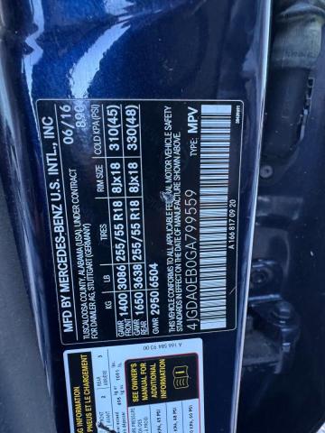 2016 MERCEDES-BENZ GLE 300D 4 4JGDA0EB0GA799559