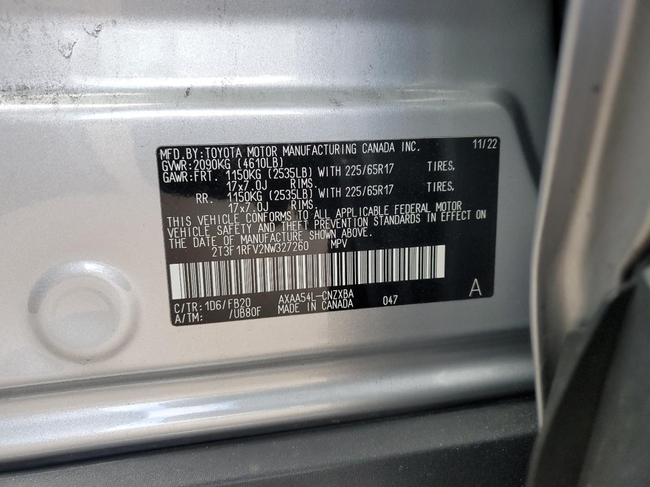 Lot #3291170056 2022 TOYOTA RAV4 LE