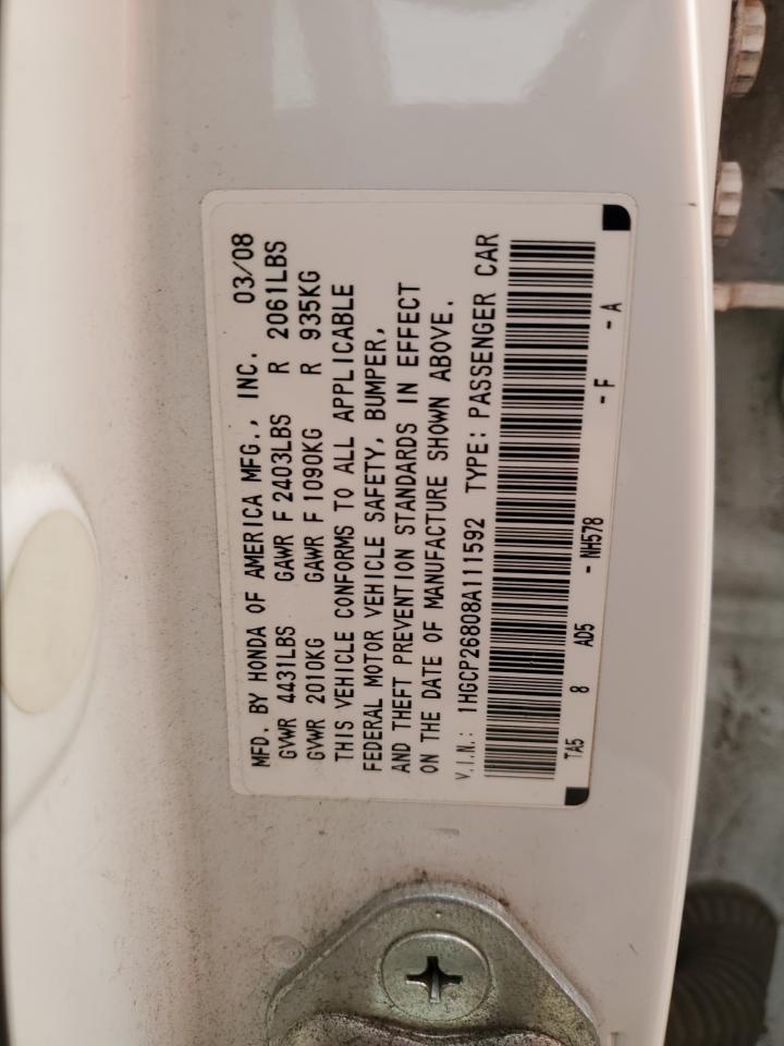 Lot #3304510439 2008 HONDA ACCORD