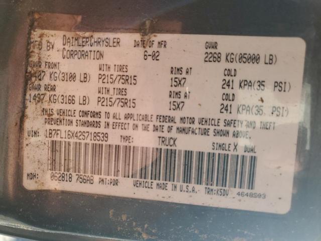 2002 DODGE DAKOTA BAS #3293286447