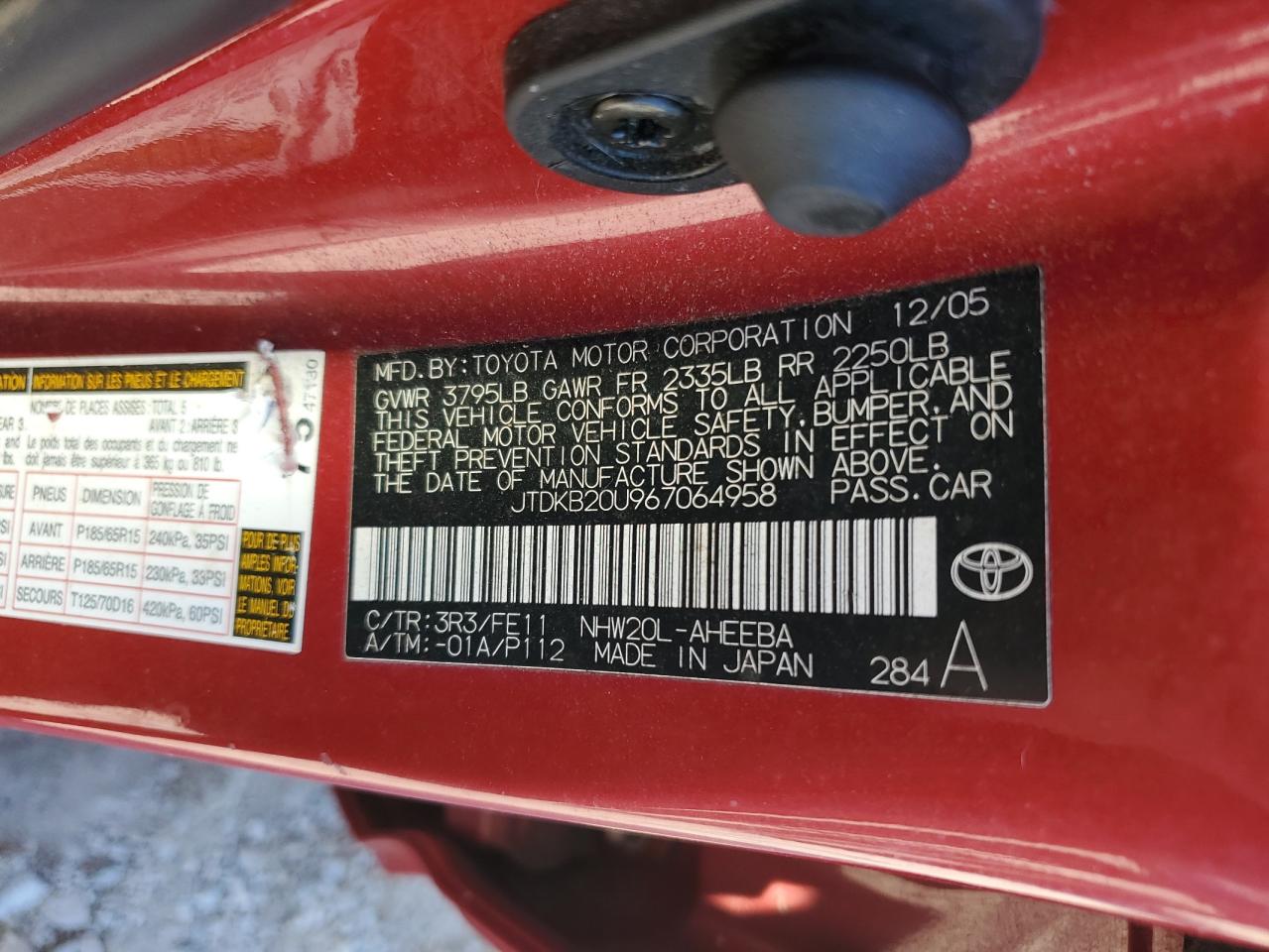 Lot #3311716225 2006 TOYOTA PRIUS