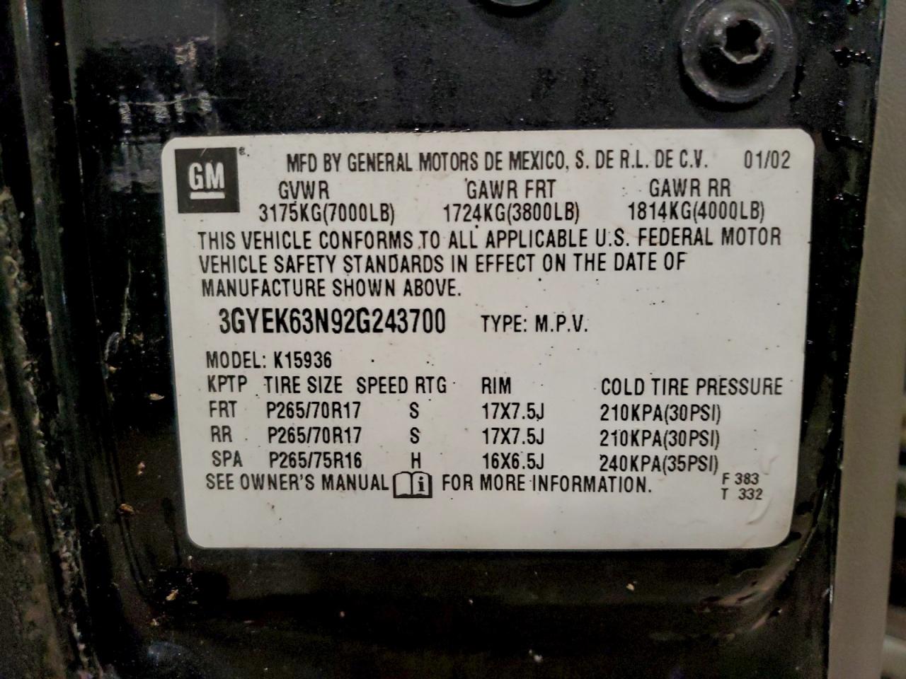 Lot #3302773364 2002 CADILLAC ESCALADE E