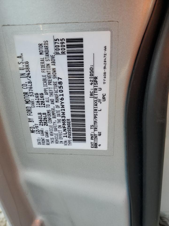 Lot #3301844380 1998 LINCOLN TOWN CAR C