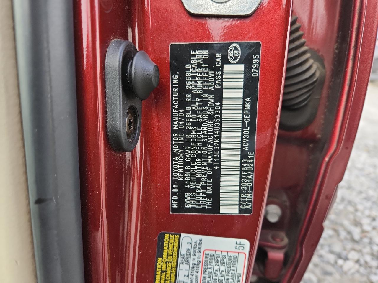 Lot #3278638949 2004 TOYOTA CAMRY LE