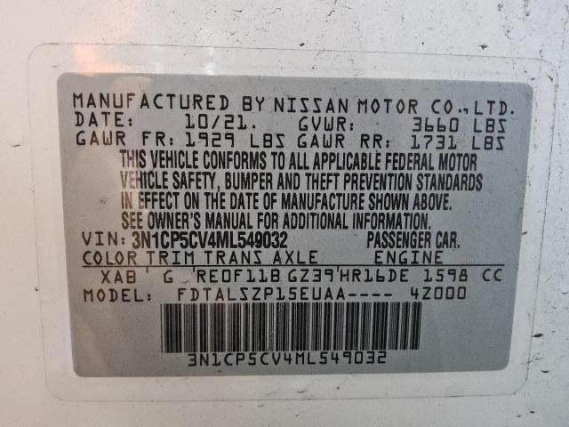 2021 NISSAN KICKS SV - 3N1CP5CV4ML549032