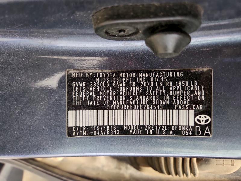 2015 TOYOTA COROLLA L #3301668631