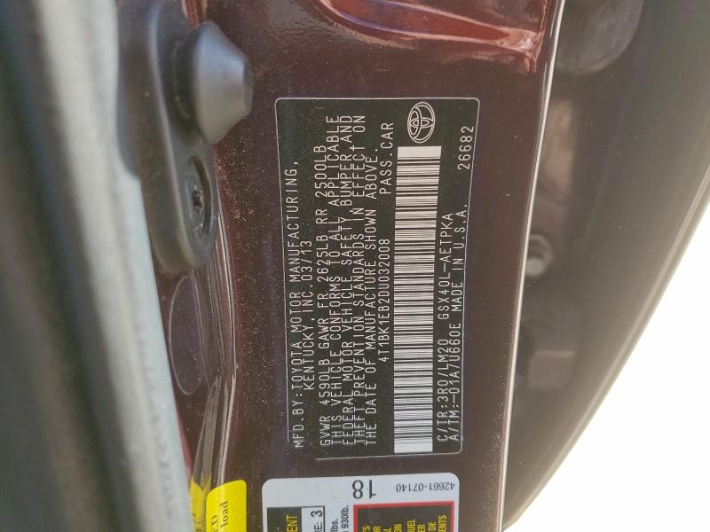 2013 TOYOTA AVALON BAS #3281652432