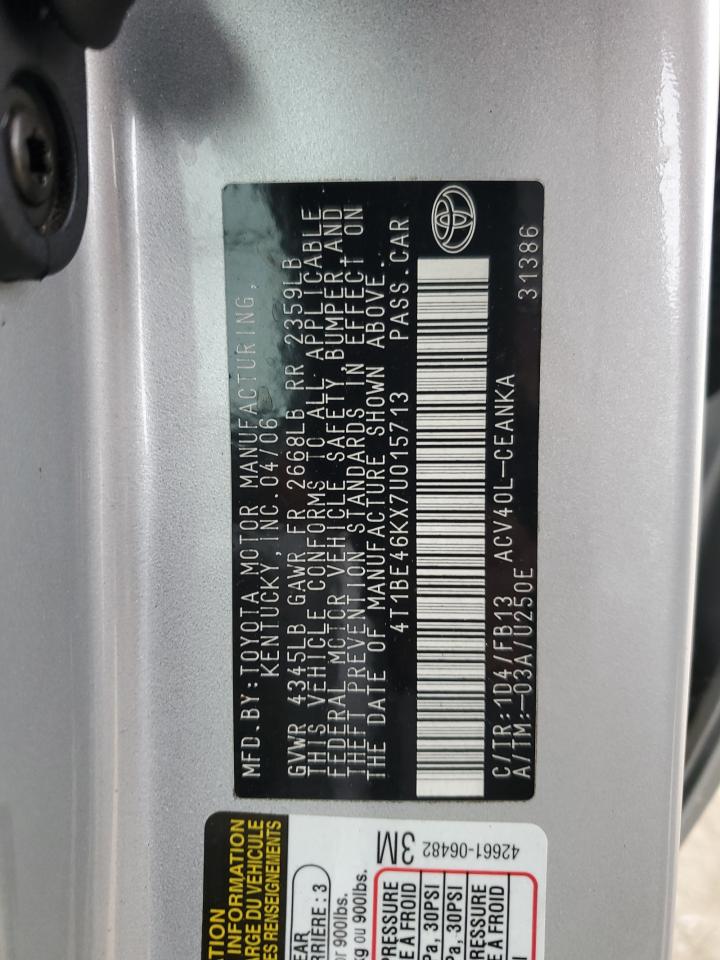 Lot #3286486174 2007 TOYOTA CAMRY CE