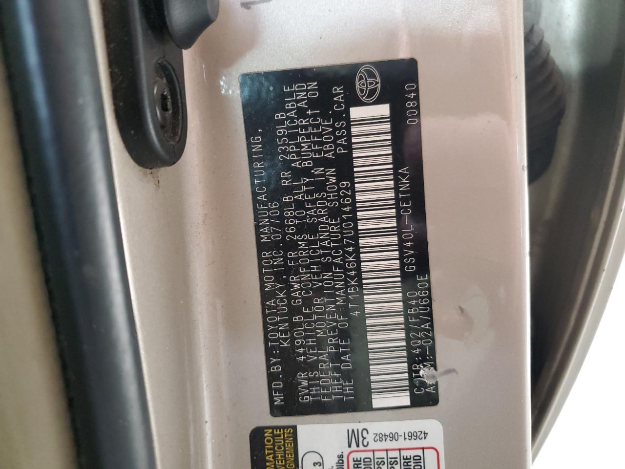 Lot #3302864904 2007 TOYOTA CAMRY LE