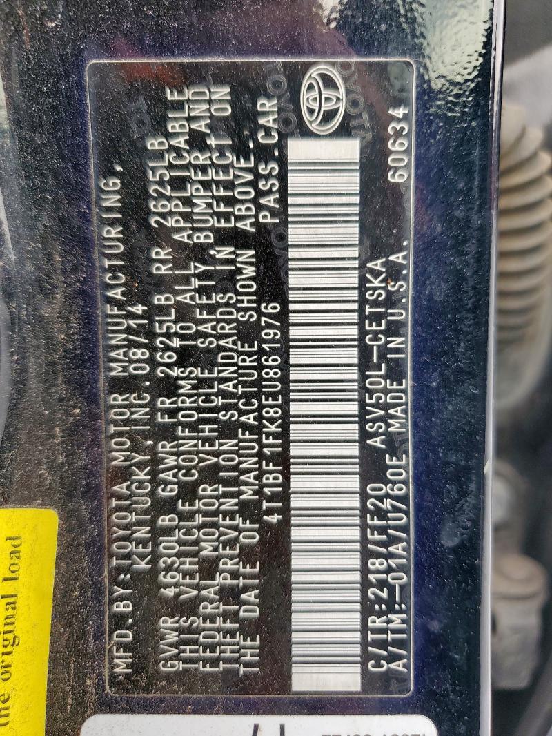 2014 TOYOTA CAMRY L #3298086165