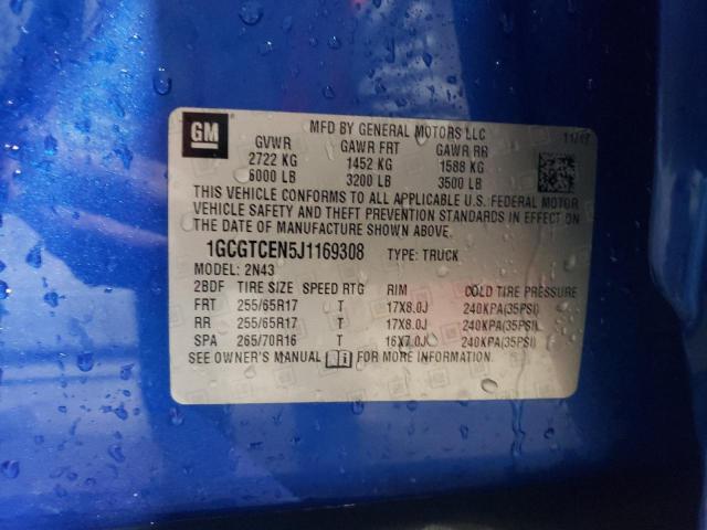 2018 CHEVROLET COLORADO L - 1GCGTCEN5J1169308